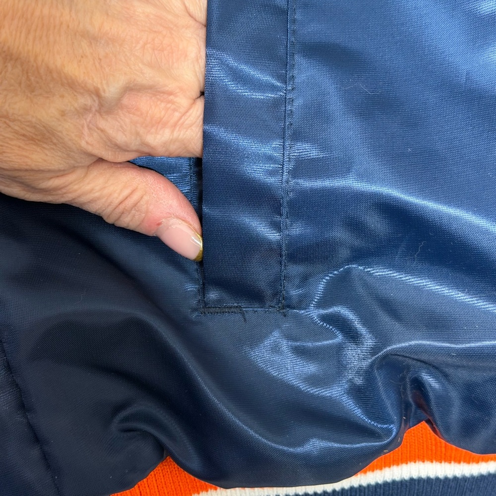 Syracuse University STARTER Navy Blue Satin Jacket - Picture 6 of 7